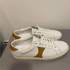 Celine White Leather Sneakers with Tan Accents
